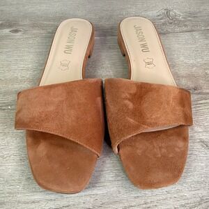 Jason Wu Jane Suede Slide Sandals Cognac Brown Womens 10